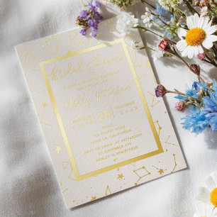 Invitation En Aluminium constellation cardiaque étoiles beige douche nupti