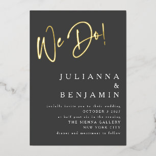 Invitation En Aluminium Contemporain Nous Faisons Élégant Mariage Noir Or