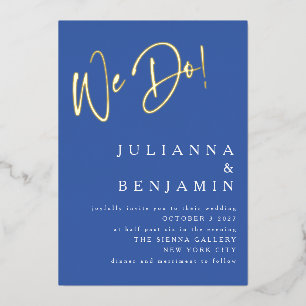 Invitation En Aluminium Contemporain Nous faisons Mariage élégant Royal Bl