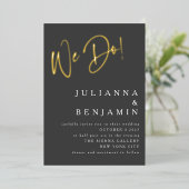 Invitation En Aluminium Contemporain Nous Faisons Un Mariage Élégant Black (Debout devant)