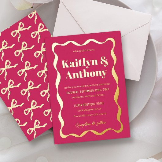 Invitation En Aluminium Coquette Bow Retro Mariage Real