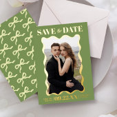 Invitation En Aluminium Coquette Bow Retro Photo Mariage Enregistrer La Da