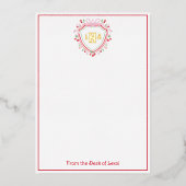 Invitation En Aluminium Coquette Cherry Monogram Crest Fête des mariées (Recto)