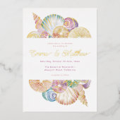 Invitation En Aluminium Coquille d'aquarelle sous le Mariage marin (Recto)