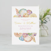 Invitation En Aluminium Coquille d'aquarelle sous le Mariage marin (Debout devant)