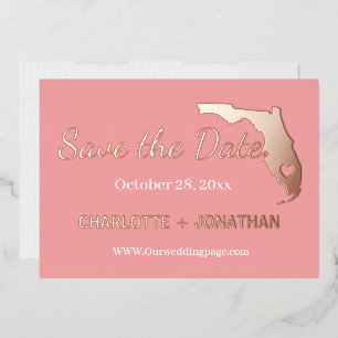 Invitation En Aluminium Coral Florida Mariage Enregistrer La Date Rose Or