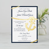 Invitation En Aluminium Corde nautique et Mariage Ancre (Debout devant)