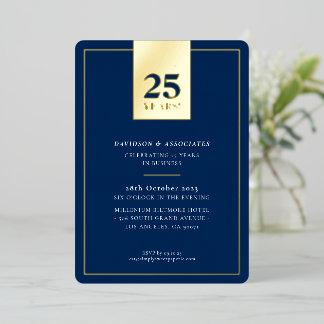 Invitation En Aluminium CORPORATE ANNIVERSARY stylish business navy gold