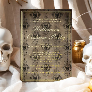 Invitation En Aluminium Costume de crânes gothiques pour soirée Halloween
