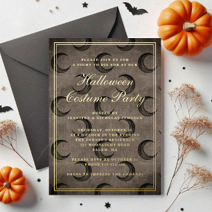 Invitation En Aluminium Costume de fête Halloween Lune Gothique Élégant Or