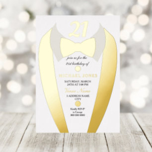 Invitation En Aluminium Costume de smoking en feuille d'or pour homme, fêt