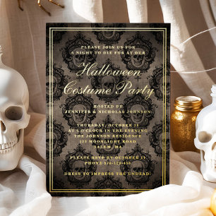Invitation En Aluminium Costume d'Halloween crâne gothique or fête