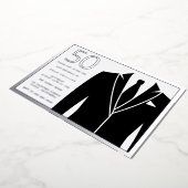 Invitation En Aluminium Costume et Cravate en argent et noir 50e anniversa (Rotation)