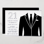 Invitation En Aluminium Costume noir et Cravate 21e anniversaire Fête Real<br><div class="desc">Costume noir et Cravate 21e fête d'anniversaire Real Silver Foil Invitation Dusty Rose Voir d'autres invitations dans notre niche et notre magasin de niche</div>