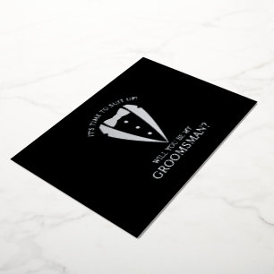Invitation En Aluminium Costume Tuxedo Silver Personnalisé Groomsman Propo