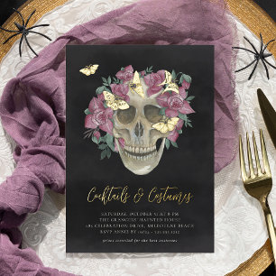 Invitation En Aluminium Costumes et cocktails de fête d'Halloween à crâne