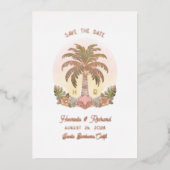 Invitation En Aluminium Coucher de soleil Arbre de palmiers Aquarelle Enre (Recto)