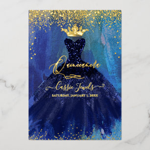 Invitation En Aluminium Couleur d'aquarelle bleu marine Turquoise Quincean