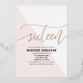 Invitation En Aluminium Couleur rose pâle Bloc doux 16 Anniversaire (Recto)