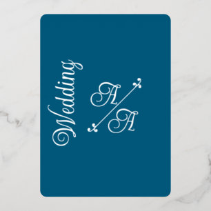 Invitation En Aluminium Couleur Uni Turquoise Profond avec Feuille d'Argen