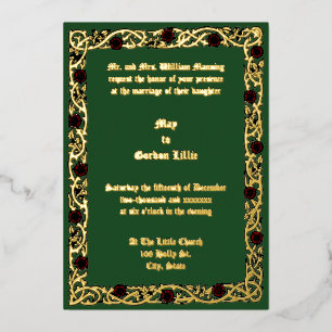 Invitation En Aluminium Couleurs personnalisables Bordure de vigne à feuil