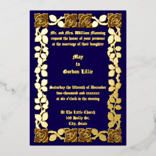 Invitation En Aluminium Couleurs personnalisables Bordure de vigne de rose