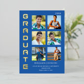 Invitation En Aluminium Couleurs Royal Blue Graduate Multi Photo Mix (Debout devant)