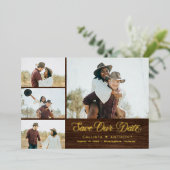 Invitation En Aluminium Country Side FOIL Mariage Rustique Enregistrer La  (Debout devant)