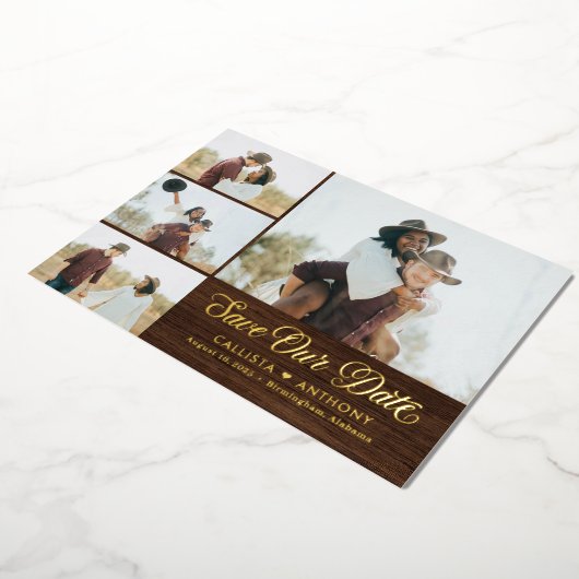 Invitation En Aluminium Country Side FOIL Mariage Rustique Enregistrer La (Rotation)