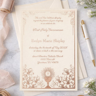 Invitation En Aluminium Coupe Rose Gold Élégance Première Communion