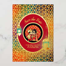 Couple indien OR VRAI FEUILLE D'OR Mignon Sauvegar