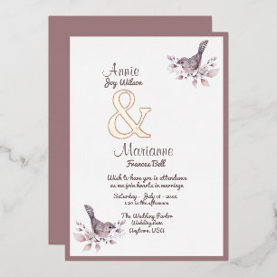 Invitation En Aluminium Couple lesbien Dusty Bourgogne Rose Gold Ampersand
