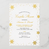 Invitation En Aluminium Couples de neige d'hiver Gold et Black Wedding sho (Recto)