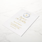 Invitation En Aluminium couronne bleue | Baptême et 1er anniversaire Invit (Rotation)