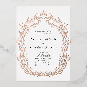 Invitation En Aluminium Couronne botanique de mariage Rose Gold tout-en-un