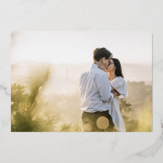 Invitation En Aluminium Couronne crête noir or photo mariage enregistrer l (Verso)