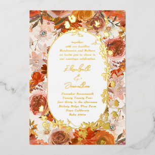 Invitation En Aluminium Couronne de cadre or élégant Abondance florale Mar