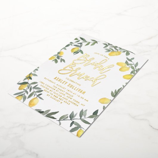 Invitation En Aluminium Couronne de citron aquarelle Boho pour brunch de m (Rotation)