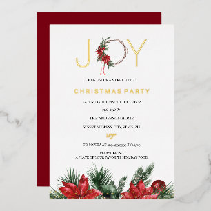 Invitation En Aluminium Couronne de feuillage de joie de fête de Noël roug