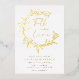 Invitation En Aluminium Couronne de feuilles de papier d'or Tomber en amou