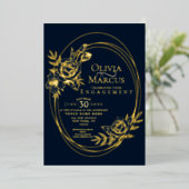 Invitation En Aluminium Couronne de fleurs chic pour mariage (Debout devant)