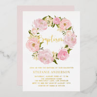 Couronne de fleurs de pivoine rose blush pour bapt
