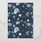 Invitation En Aluminium Couronne de fleurs d'hortensia bleue Baptême (Verso)