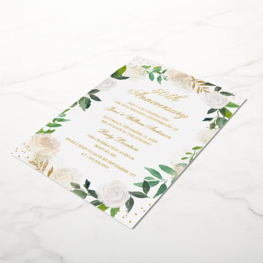 Invitation En Aluminium Couronne de fleurs en feuille d'or pour anniversai (Rotation)