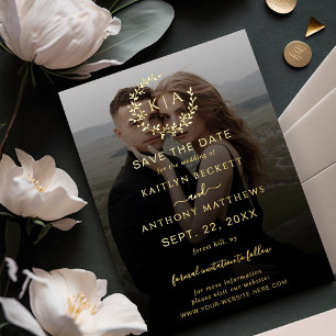 Invitation En Aluminium Couronne de monogramme Mariage Photo Enregistrer l