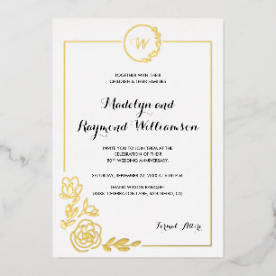 Invitation En Aluminium Couronne de monogramme pour le 50e anniversaire de