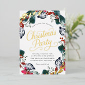 Invitation En Aluminium Couronne de Noël enneigée et luxuriante Script (Debout devant)