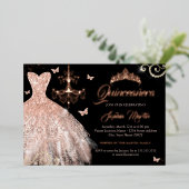 Invitation En Aluminium Couronne de papillon en or rose noire Robe Quincea (Debout devant)