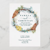 Invitation En Aluminium Couronne de Pinecone d'hiver, Mariage d'Eucalyptus (Recto)