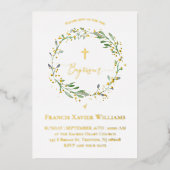 Invitation En Aluminium Couronne de verdure du baptême (Recto)